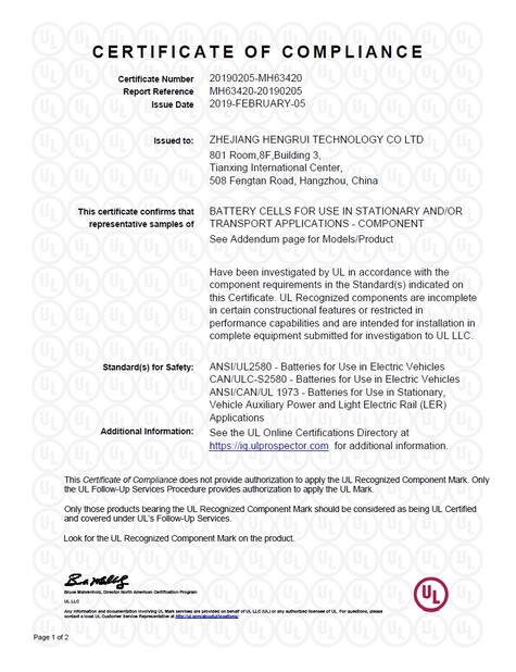 China Zhejiang Hengrui Technology Co., Ltd. Certification