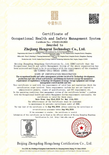 China Zhejiang Hengrui Technology Co., Ltd. Certification